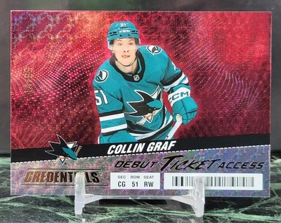 2024-25 Upper Deck Credentials Collin Graf #145 Debut Ticket Access Red...