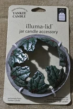 Vintage 2003 Yankee Candle Illuma-Lid Jar Candle Topper Holly Berry Mistletoe 