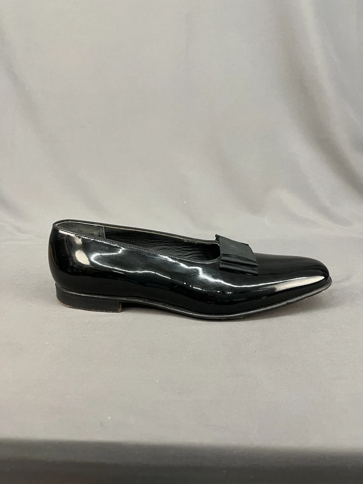 VTG Church's Black Patent Leather Loafers with Black Bow Size UK 100D US 11 (402 - Image 4 of 4