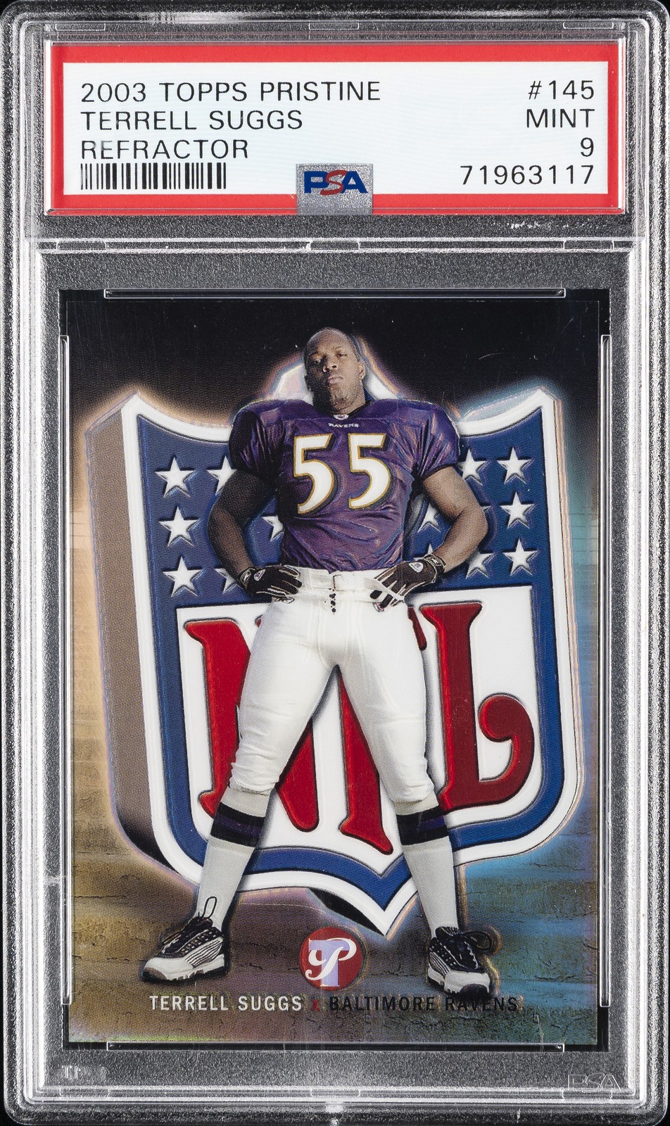 2003 TOPPS PRISTINE REFRACTOR #145 TERRELL SUGGS 226/499 PSA 9