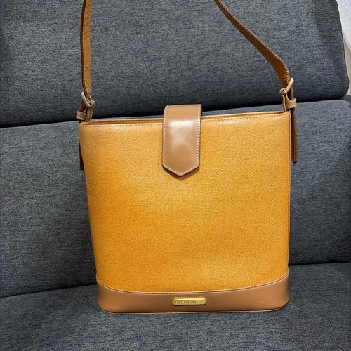 Burberry Camel Leather One-Shoulder Bag with Nova Check Authentic Crossbody
