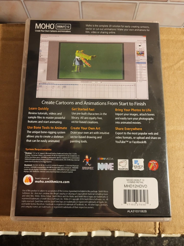 Smith Micro Moho Debut 12 Full Version Win/Mac Cdrom Rare Animation Software HTF - Image 2 of 4