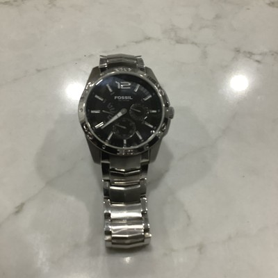 Fossil Mens BQ9328 Stainless Steel 10ATM Multi-function Wrist Watch New Battery.