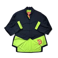 Shanghai Tang Black/Green Mandarin Collar Frog Cotton Jacket Size 44 Large