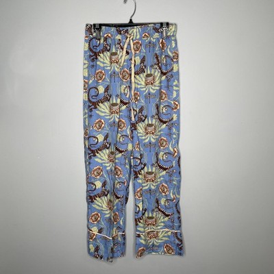 Victoria Garcia Anthropologie Flannel Pajama Pants XS Dragonfly Lizards Floral