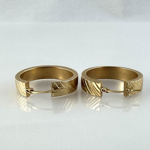 Real 14K Solid Yellow Gold Shiny Twisted Oval Hinged Hoop Earrings 3.5 Grams - Picture 6 of 9