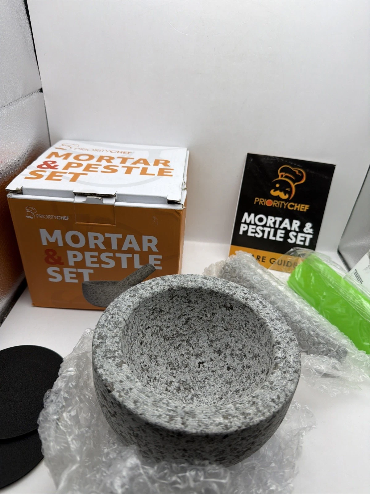 priority chef Mortar & Pestle Set 5.5” Wide 1.5 Cup Grey