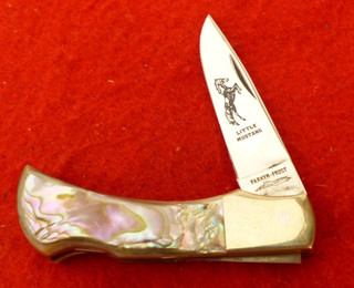 Parker Japan Made 2.5" Closed Abalone Pearl Little Mustang Lockback Knife MINT