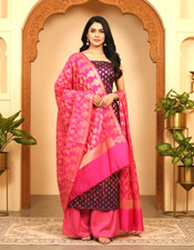 Indian Pakistani Gorgeous Banarasi Silk Salwar Kameez Suit Ethnic Dress Material