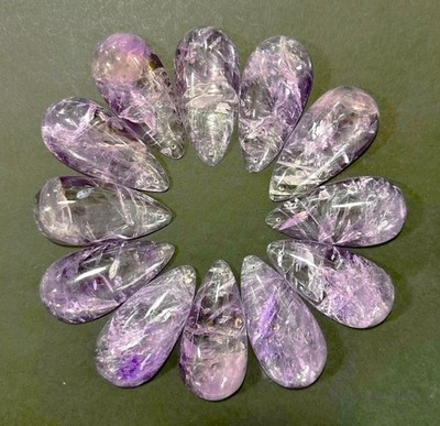 Rock Crystal Chandelier Sconce Quartz Amethyst Half Pear / Teardrop 65mm 12pc
