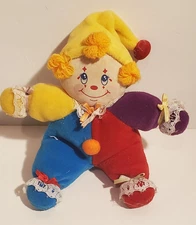 VINTAGE RUSS BERRIE STUFFED CLOTH PLUSH CLOWN DOLL 6" TALL