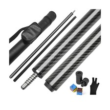 Carbon Fiber Pool Cue Stick Low Deflection 58" with Hard Case 20oz 21oz