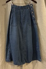 Vintage Ralph Lauren Chambray Denim Maxi Skirt Blue Western Rodeo Size 6 T-320