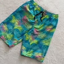Hurley Boys XL Board Shorts Tropical Palm Print Teal Swim Trunks