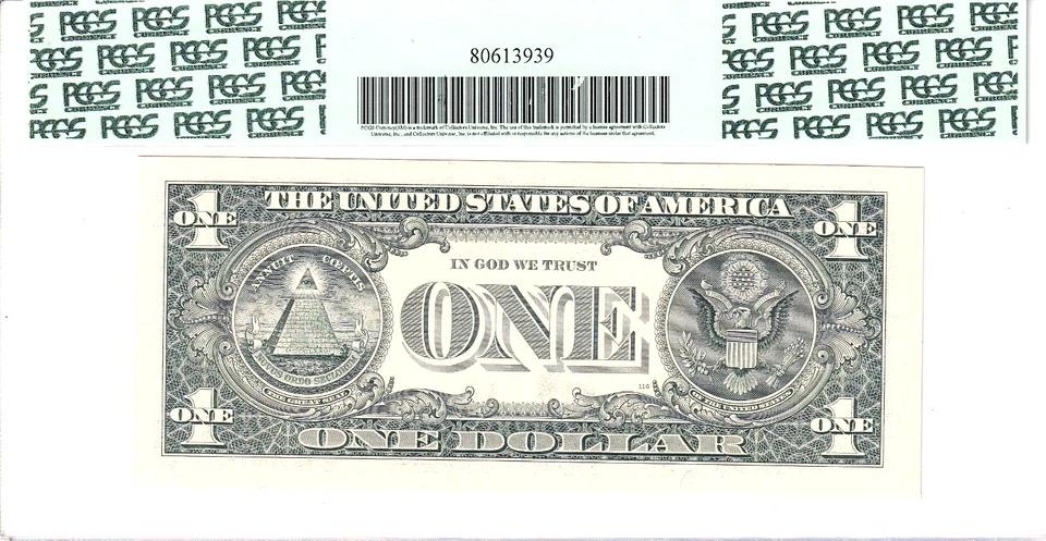 2003-A $1 FRN PCGS Gem New 65PPQ Fancy TRUE 0/1 BINARY Serial #E01111101B - Image 2 of 2