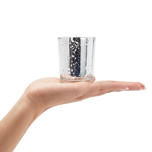 24 Pack Mercury Glass Silver Votive Candle Holders Bulk Table Decor, 2.2x2.6 in - Picture 4 of 10