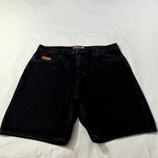 Vintage Empyre Shorts Mens 40 Black Denim Jorts Emroidered Spray Can Skate Y2K