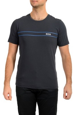 Hugo Boss Men's ''Urban T-Shirt'' Blue Logo Print Short Sleeve T-Shirt US S IT 48