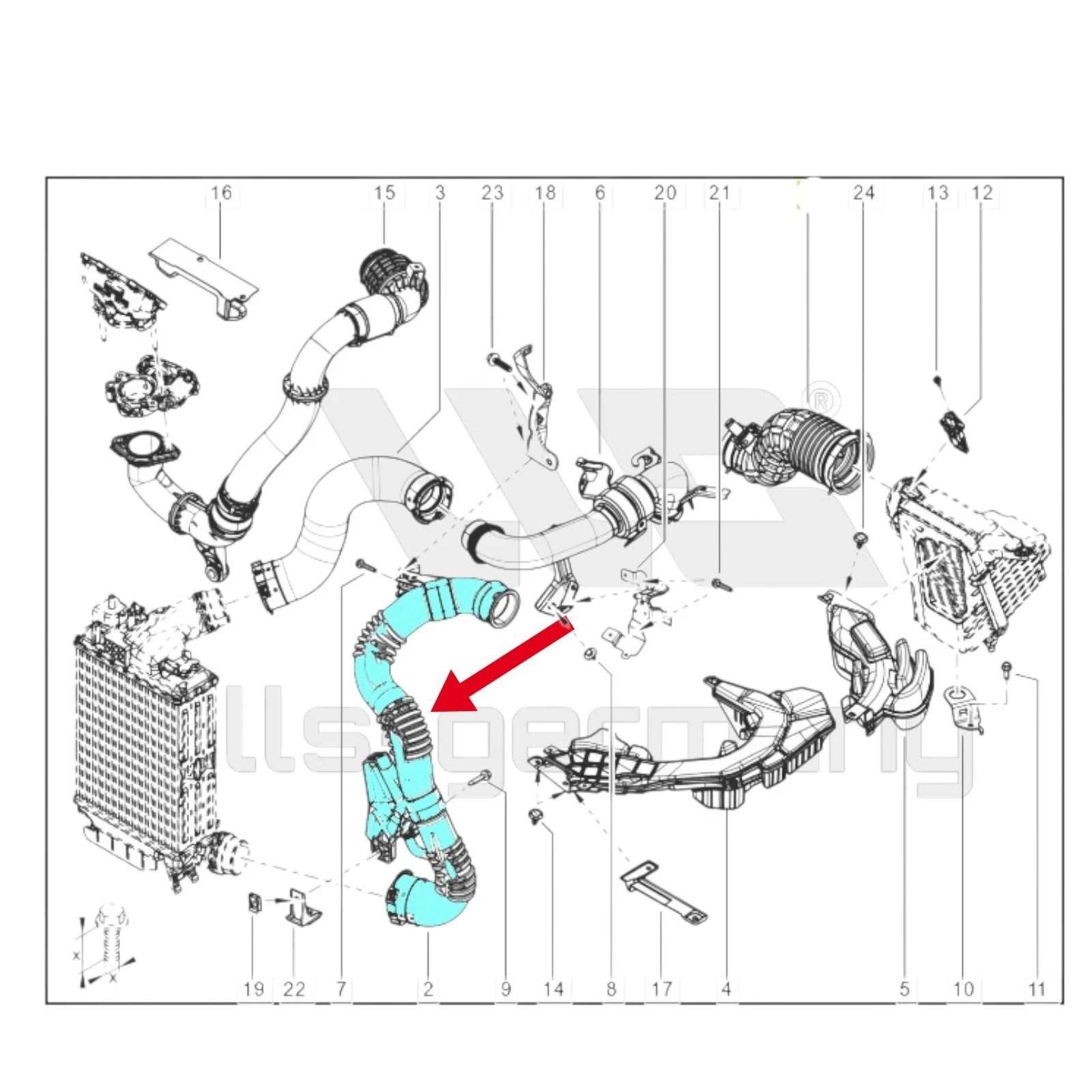 Turboschlauch Ladeluftschlauch für RENAULT KOLEOS II (HC_) 2.0 dCi 144604BD1B - Bild 4 von 4