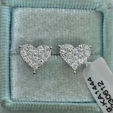 2.00Ct Round Cut Lab Created Women's  Heart Stud Earrings Yellow Gold Plated