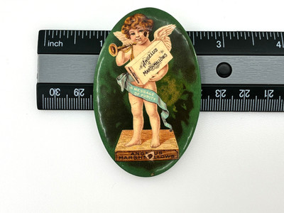Old Cracker Jack Angelus Marshmallow Rueckheim Eckstein Cherub Celluloid Mirror