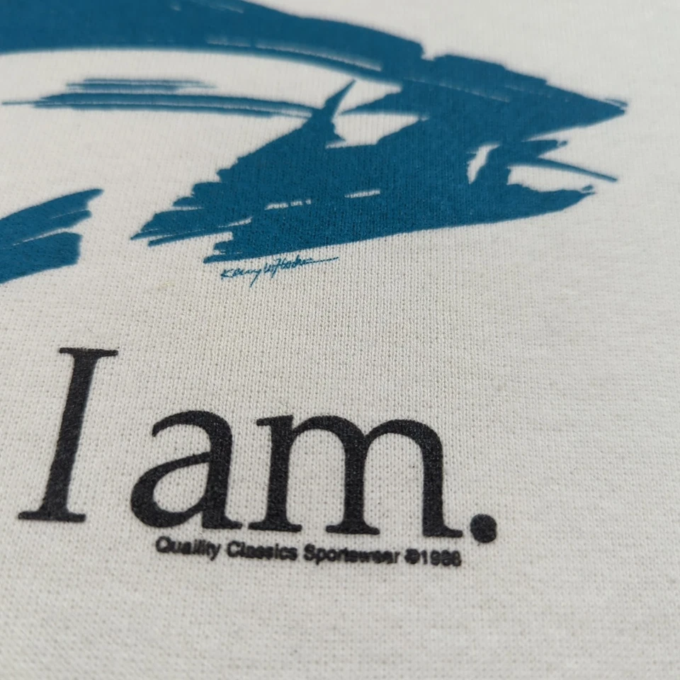 Sudadera de Pesca Vintage Hombres XL Blanca Oneita EE. UU. Papá Años 90 I Fish Then I Am Foto 4 de 4