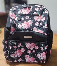 Laura Ashley Zip Around Backpack Diaper Bag Black Floral