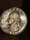 AWESOME 3-D MIRROR REFLECTING  FIELDS  1960 SILVER Proof Washington 25c  GEM BU