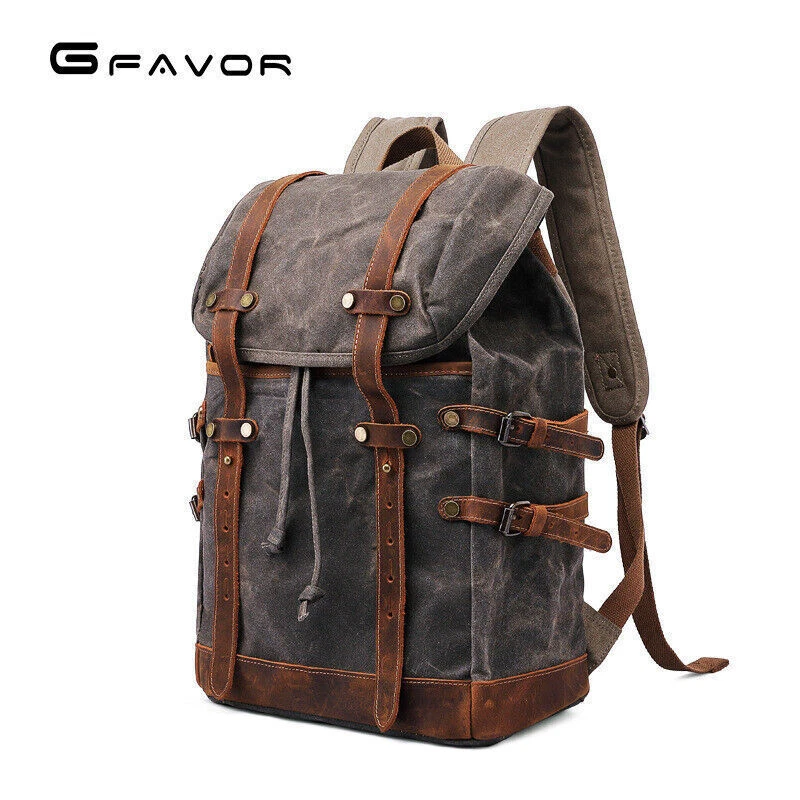 Vintage Retro Man Carry On Outdoor Waterproof Travel Casual Canvas Backpack