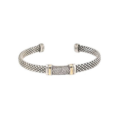 18K und Sterling Silber Charles Krypell Popcorn Diamant Armband - Bild 1 von 8