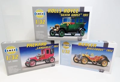 SMER 1:32 Oldtimer Bausätze, 3 Stück: Packard, Rolls-Royce, Mercer Raceabout,OVP