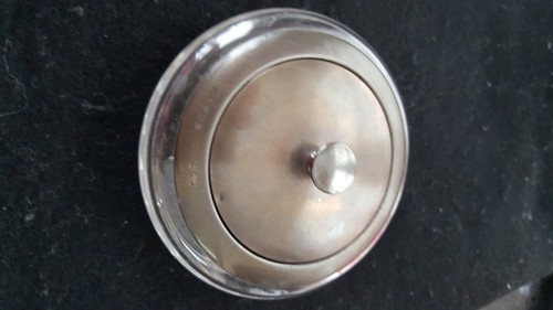 KRISTALL PULVERDOSE MIT STERLINGSILBER VERSPIEGELTEM DECKEL  - Bild 1 von 5