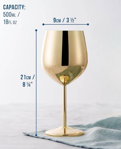 Set Of 4 Large Stainless Steel Wine Glass Metal Drink Cups Wedding Birthday - Picture 5 of 5