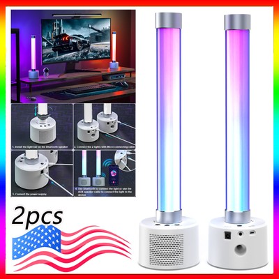 2pcs RGBW LED Light Bar Bluetooth Mobile Wireless Sound Control for Home Party
