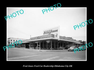 OLD POSTCARD SIZE PHOTO OKLAHOMA CITY OK USA FRED JONES FORD CAR DEALERSHIP 2