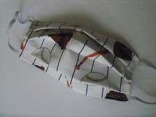 Adult Mask Triple Layer 100 Cotton with Elastics Handmade in USA Baseball