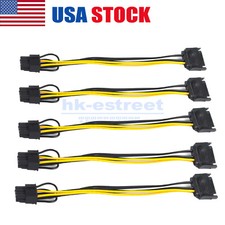 5PCS SATA 15pin Male to 8pin 6 2 PCI-Express PCIe Video Graphic Card Power Cable