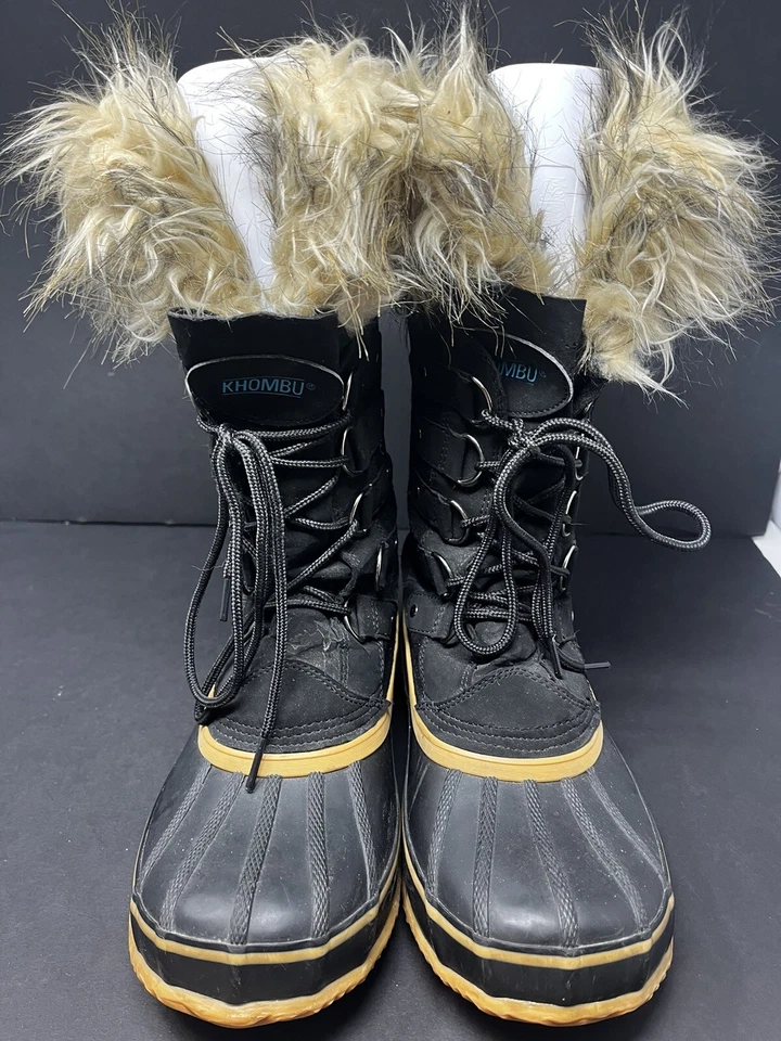 Khombu Size 11 Winter Boots Faux Fur Lining Quilted Black Ski/snow Black Suede - Image 2 of 4