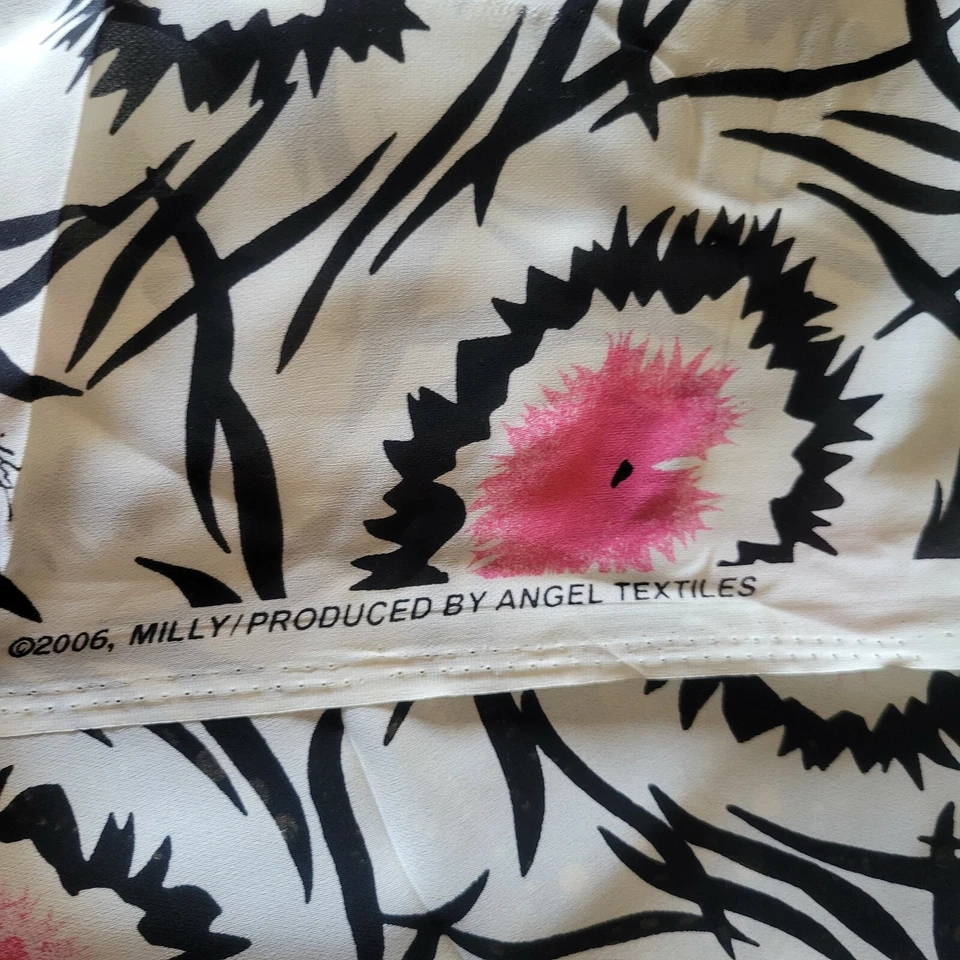 Шелковый двойной Georgette от Milly - белый с черный/розовый цветы (также в черном!) - Изображение 3 из 4