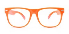 KIDS GLASSES ORANGE CLEAR LENS PROTECT CHILD'S EYES FROM UVB UVA WITH POUCH