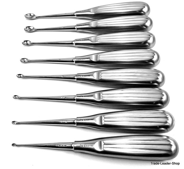 Set 8 Volkmann Bone Curette Sharp Spoon Dental Medical Surgical Tissue