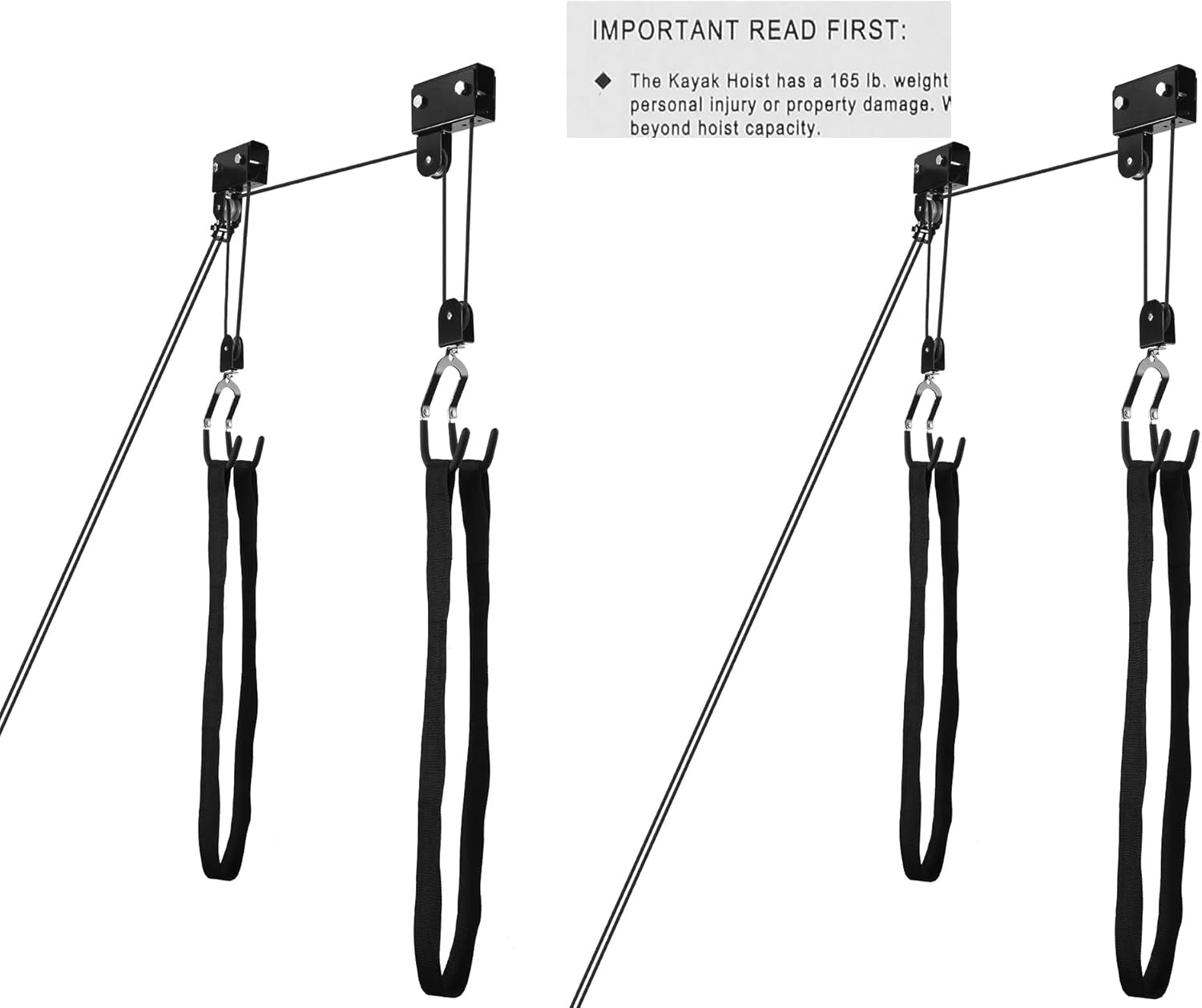 2 Pack Kayak Hoist Lift Systems with 165 Lb for Kayaks Canoes Surfboards Bikes L