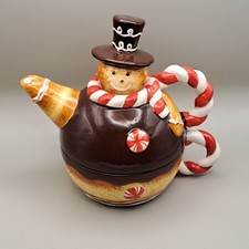 Cracker Barrel Gingermint Stacking Tea Set Gingerbread Man Candy Canes Christmas