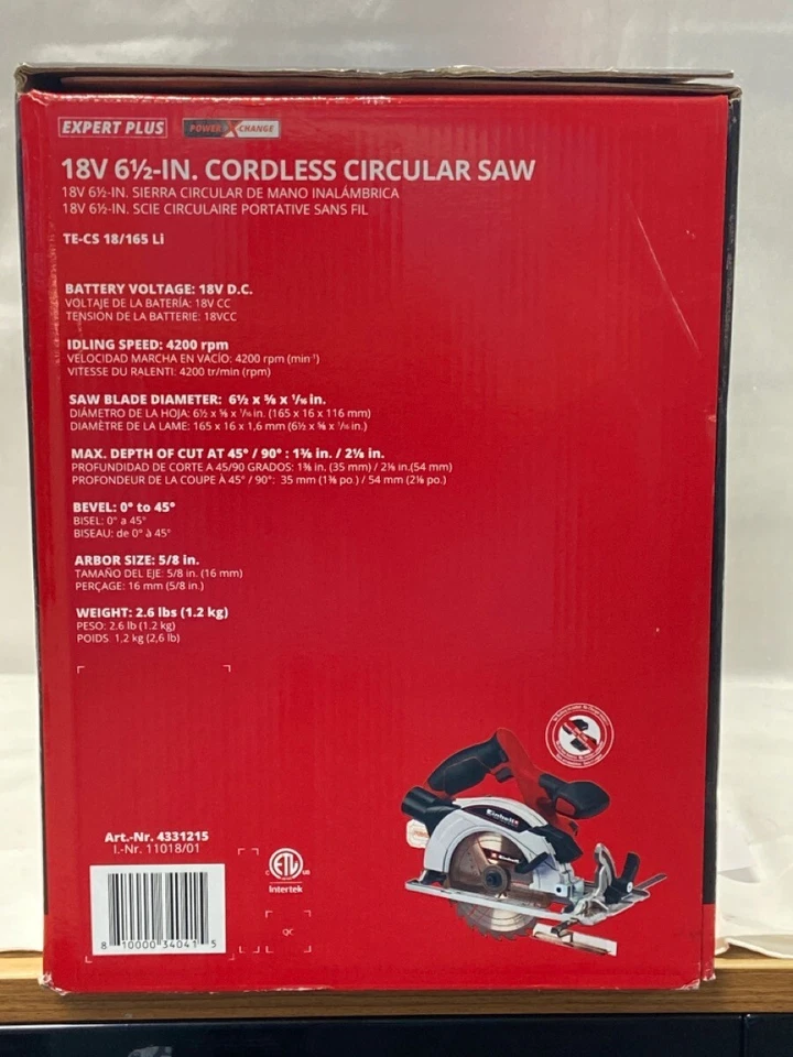 Einhell TE-CS Power X-Change 18-Volt Cordless 6-1/2 Inch 4,200-RPM C (TDW035143) - Image 2 of 4