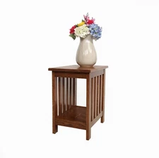 Mission Style Oak End Table With 14 In Shelf, Side Table, Amish, Handmade, USA