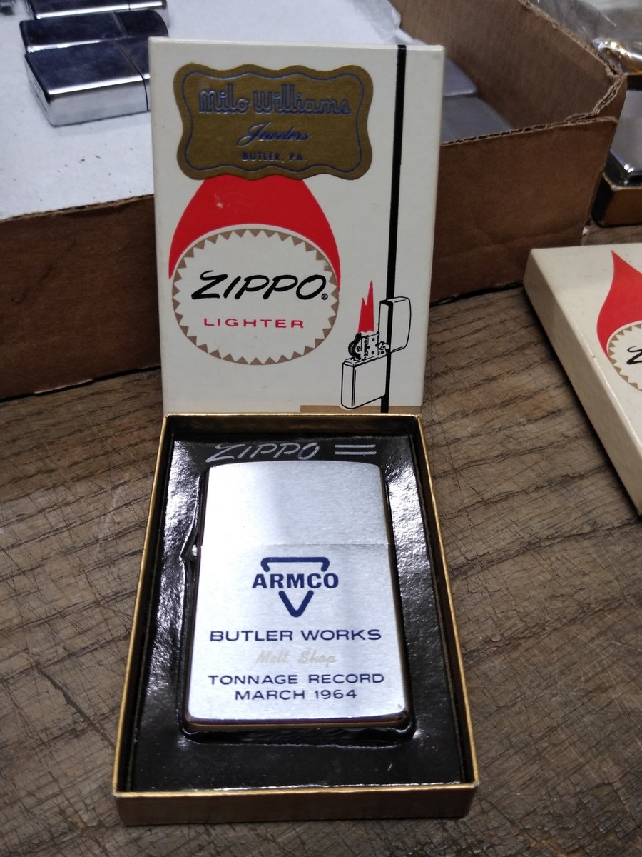 Vtg 1964 Zippo Lighter ARMCO Butler Works Melt Shop Tonnage