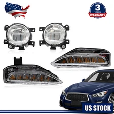 4PCS LED Bumper Fog Lamp Turn Signal Light For Infiniti Q50 Q50S Sport 2014-2020