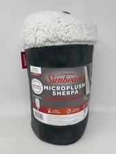 SUNBEAM MICROPLUSH SHERPA HEATED THROW 50" X 60" GRAY