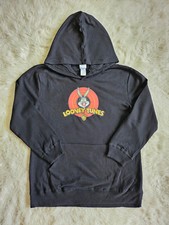 Looney Tunes Kid's Black Hoodie Bugs Bunny Logo Sweatshirt Size 14/16