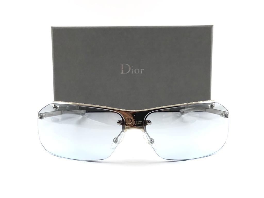 VINTAGE CHRISTIAN DIOR HIT SILVER LIGHT BLUE LENSES 2000 VINTAGE CHRISTIAN DIOR HIT SILVER LIGHT BLUE LENSES 2000